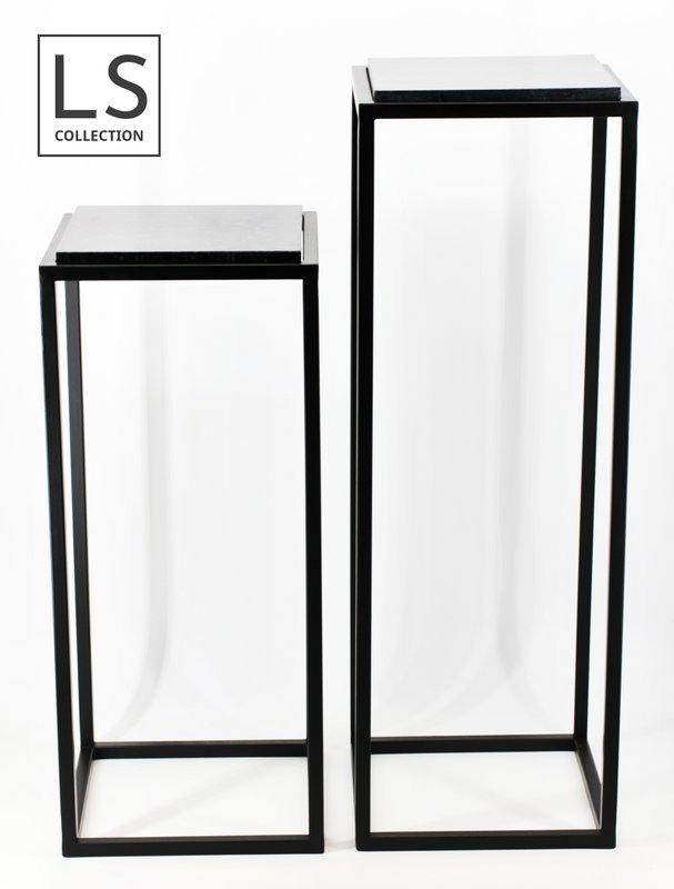 LS Collection® - Plant table - Poky - column - Plant column - Black - Pillar - Plant aid - With Store Stone - 80x35x35cm - Pedestal - Heavy - Sturdy - Plant Stand Inside