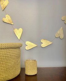 Guirlande coeur Luna-Leena - or - L182cm - papier écologique - fait main au Népal
