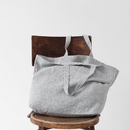 Tynde sorte striber store linned taske