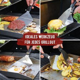 Premium Grill Spatuły wykonane ze stali nierdzewnej o wysokiej jakości dla roztrzaskanego burgera w tym. 30 kawałków papieru do nalewania - Grill Spatuły dla Plancha i Teppanyaki - Grill Turner wykonany ze stali nierdzewnej - idealne akcesoria grillo