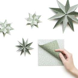 Świąteczny papier origami - gałązki jodły zielone i miętowe - 25 arkuszy dwustronnego papieru makulaturowego