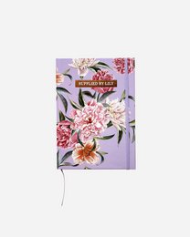 Luxurious lilac floral bullet journal with elegant floral design, perfect for organizing and planning.