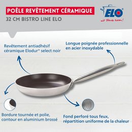 Kogepande med keramisk belægning uden PFAS 32 cm Bistro Line Elo