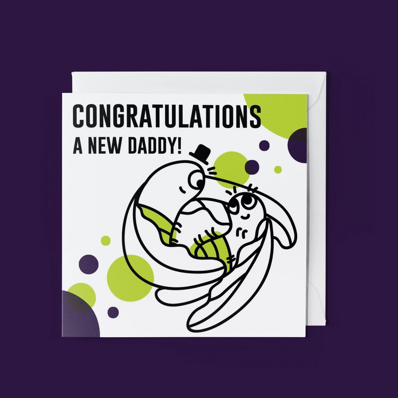 Biglietto di auguri con animali: congratulazioni, un nuovo papà!