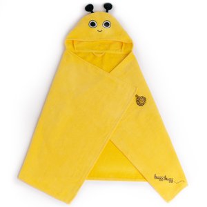 Milk&Moo Bee Buzz Samt-Kapuzenhandtuch, 100 % Baumwolle, für 0–2 Jahre, weich und saugfähig, 70 x 120 cm