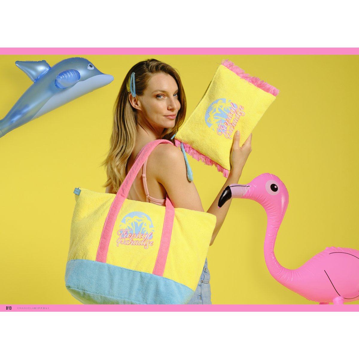 TORBA PLAŻOWA Z GĄBKĄ TROPICAL PARADISE, różne kolory
