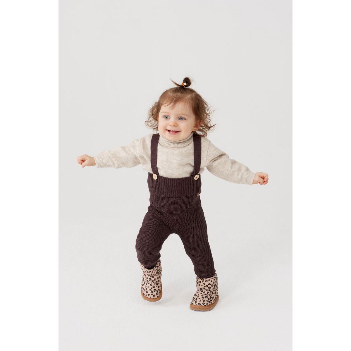ENZO children's dungarees - 100% merino wool - brown