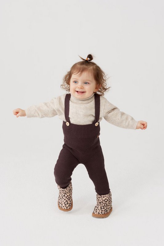ENZO children's dungarees - 100% merino wool - brown