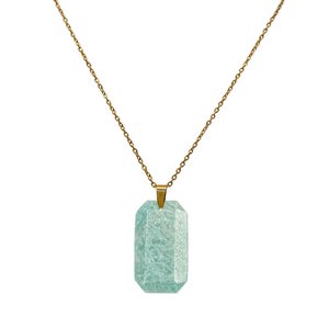 LOUIZ Long necklace with Amazonite charm