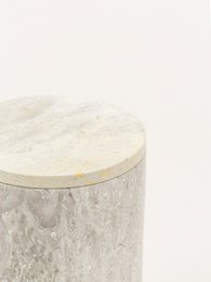 Medium cylindrical box in stone with natural stone lid