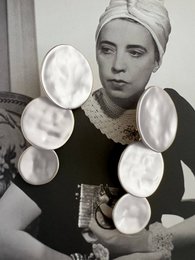 Meli long round statement earrings - silver
