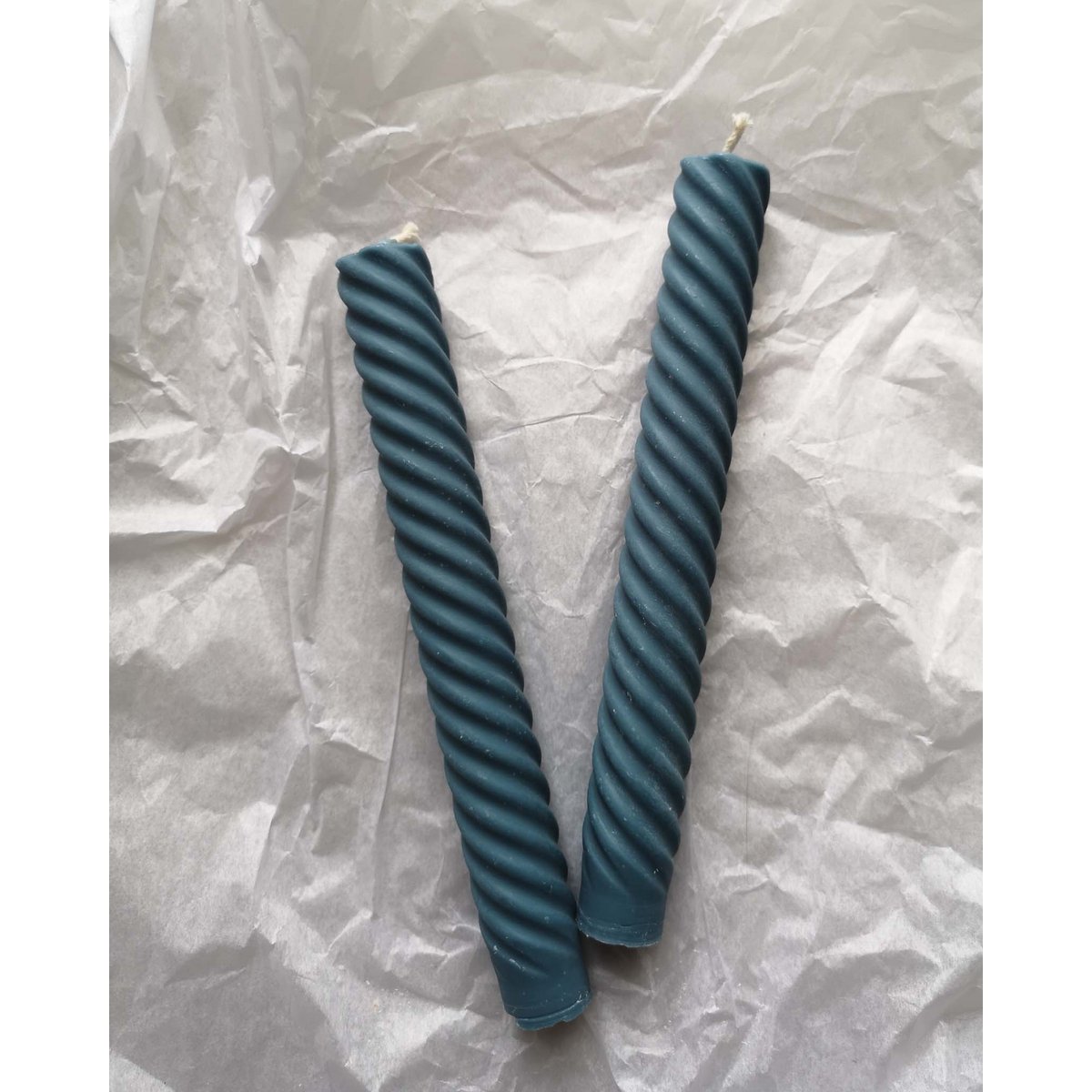 Duo Spiral Taper Candle (Midnight Blue) | Dinerkaars