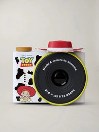  Toy Story Jessie mini camera, white and yellow plastic, cowgirl character design, red hat accessory, compact toy camera.