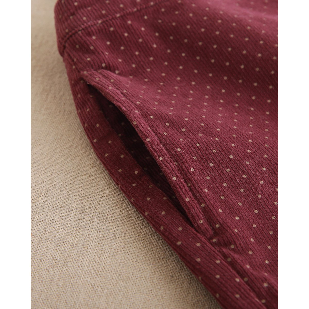 Mono morado de pana para niña con lunares beige P76-11604121