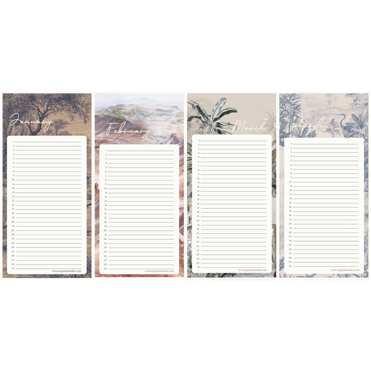 Birthday Calendar Signature Landscapes - Annet Weelink Design Landscapes - 14x29.7cm - Perpetual Calendar - Premium Paper