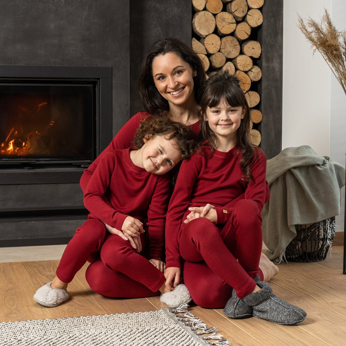 Børne Merino 250 Langærmet Crew Royal Cherry