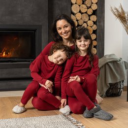 Børne Merino 250 Langærmet Crew Royal Cherry