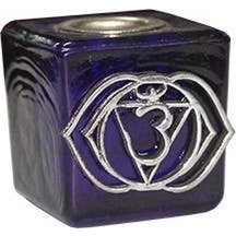 CUBE DE VERRE BOUGIE BLEU COBALT TROISIÈME OEIL