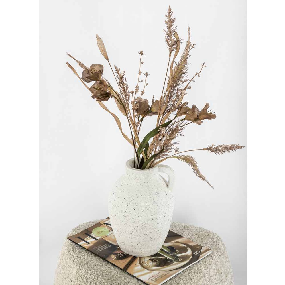 Earthenware vase with handle natural