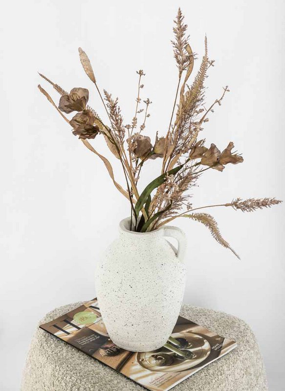 Earthenware vase with handle natural