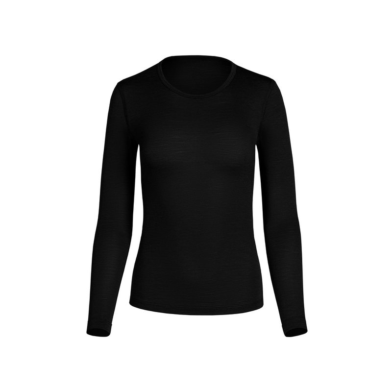 Dame Merino 160 Langærmet Crew Sort