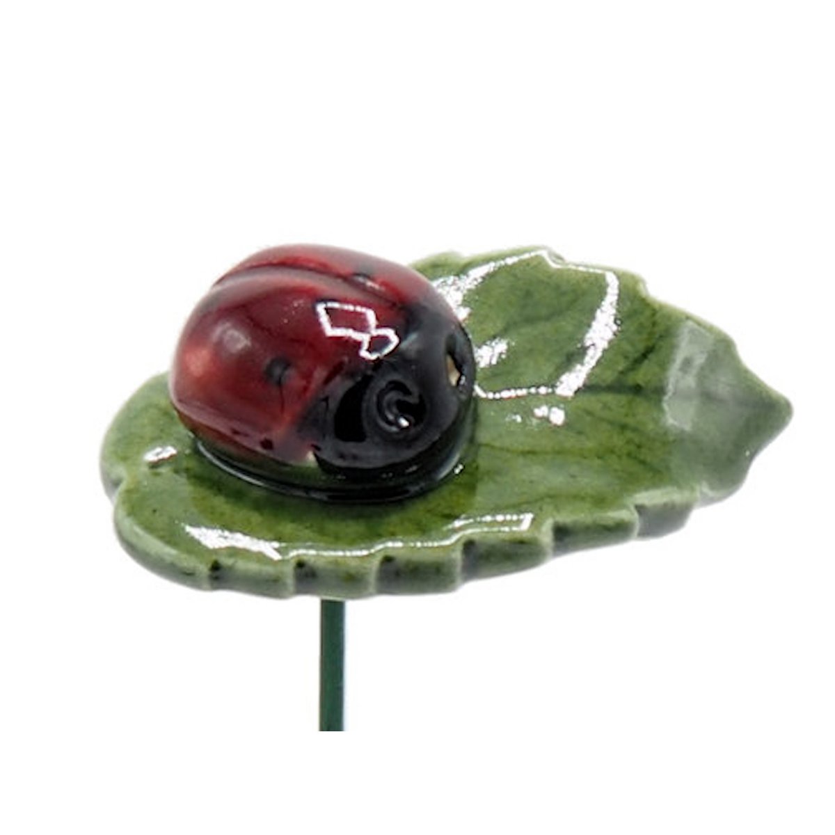 Ladybug on leaf planter ceramic 4 cm