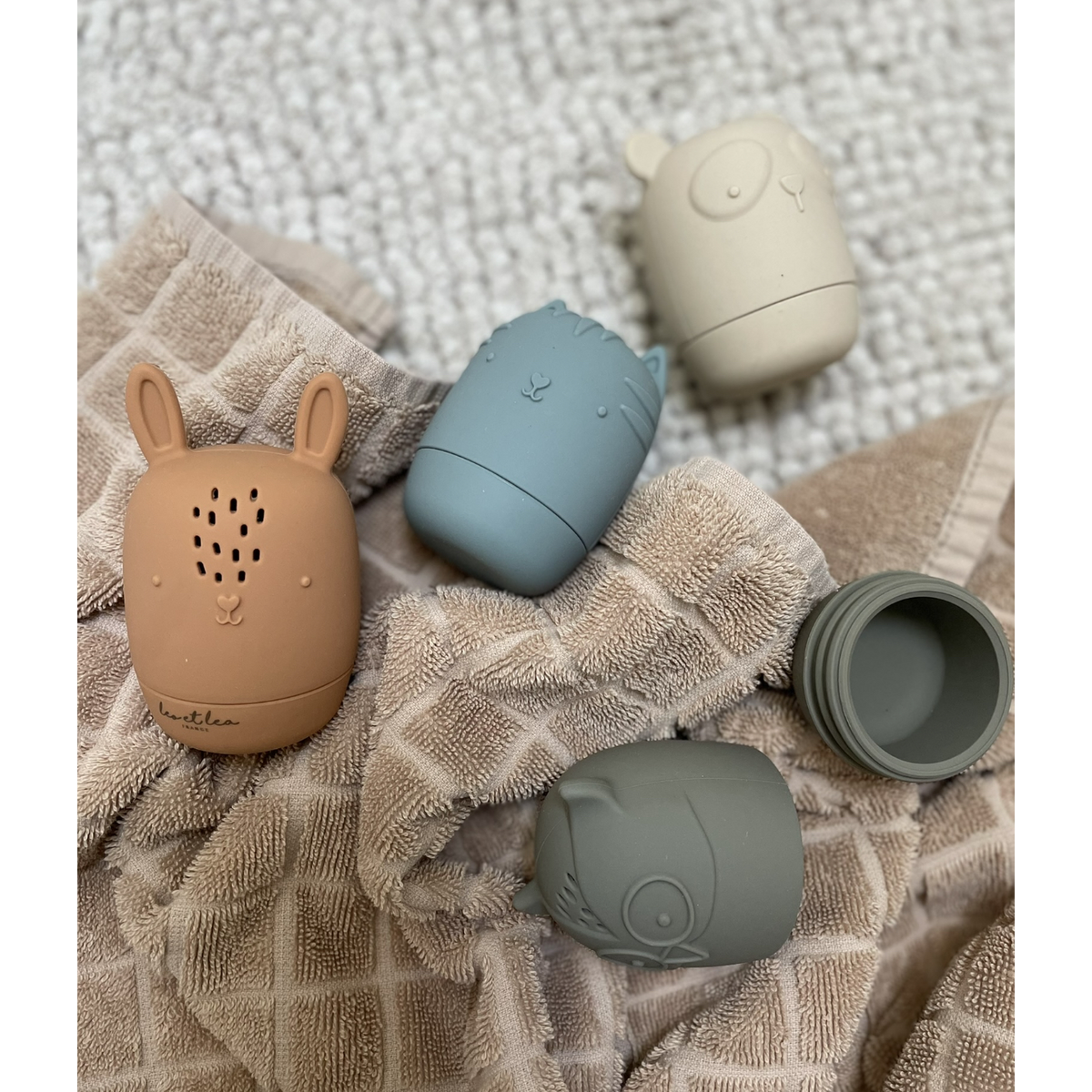 Bath Toy, leo and lea, Color Natural, Set of 4 animals