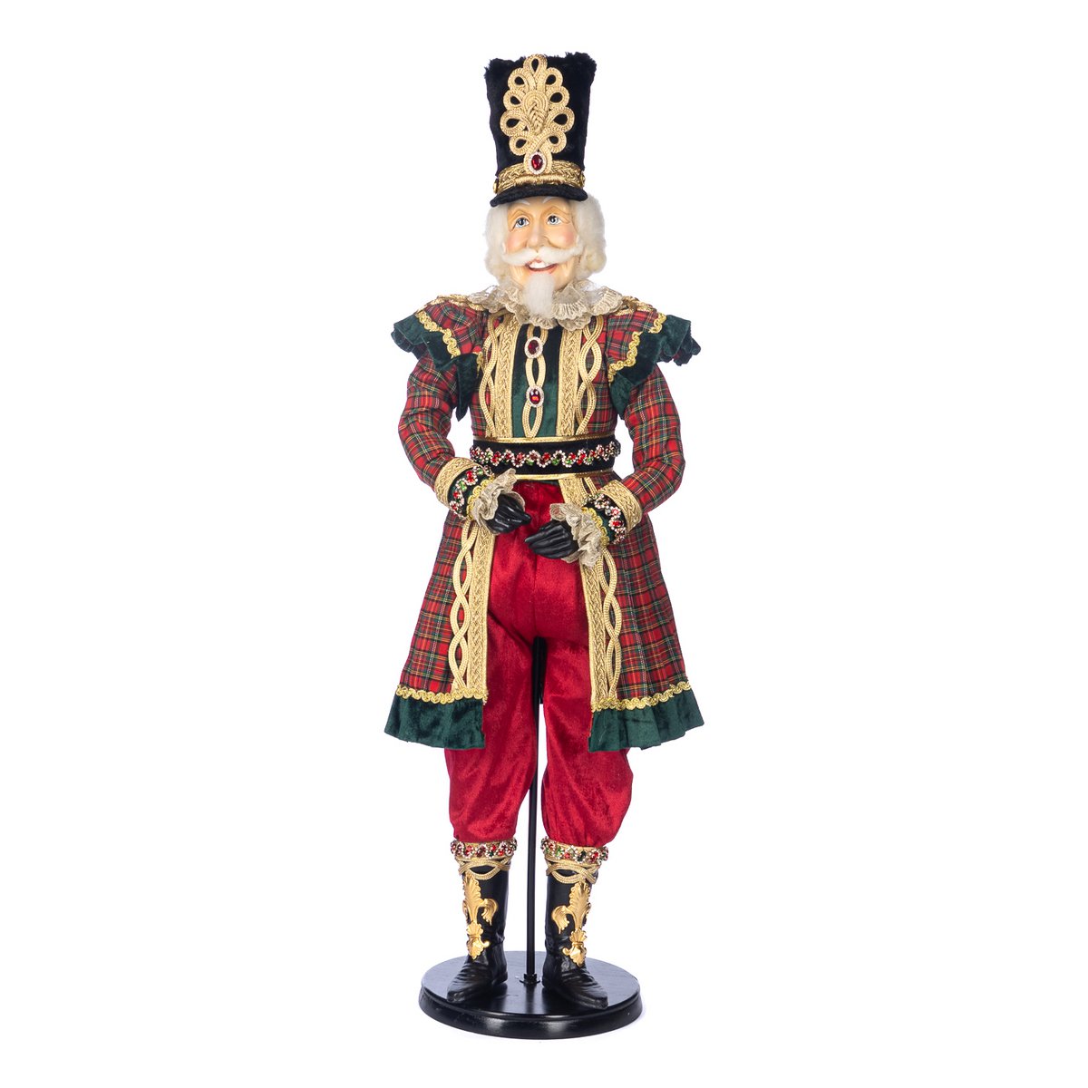 TART.NUTCRACKER DOLL W/STAND&BOX RD/GRN 93CM