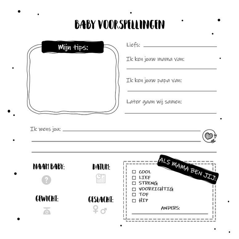Ausfüllbuch SilliBeads - Das Babyshower Ausfüllbuch - Hardcover Wire-o (BLACK/WHITE RANGE)