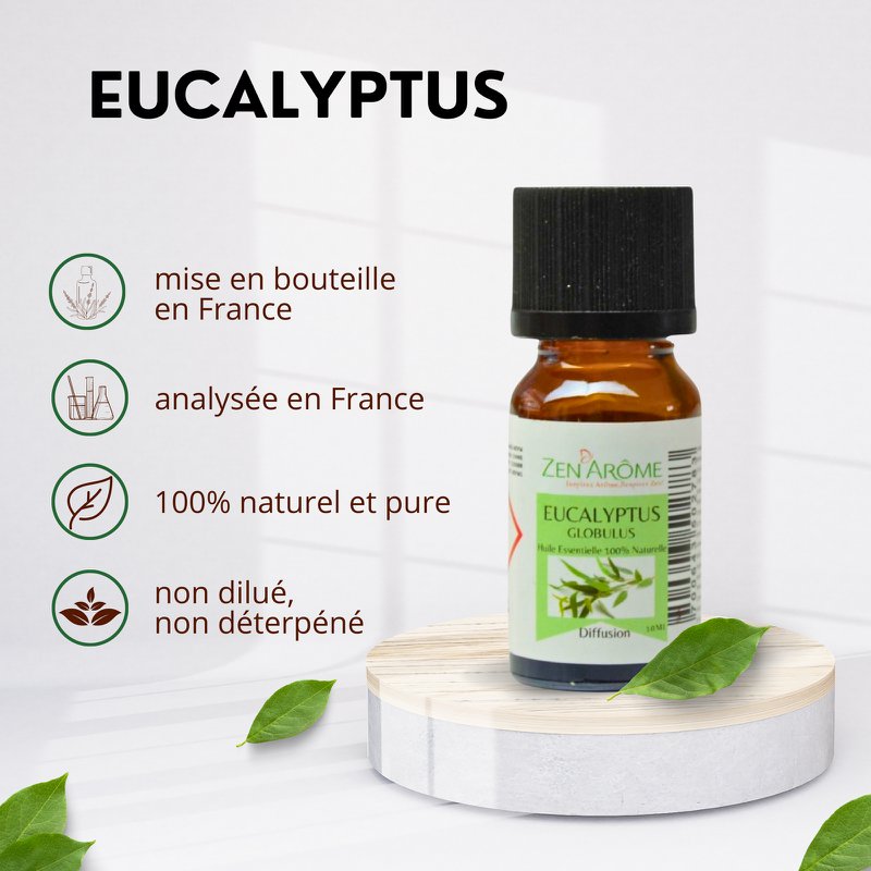 Etherische olie - Eucalyptus - 10 ml - Gebruik voor diffusie - Verpakt in Frankrijk
