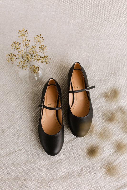 Læderballerinaer - Mary-Jane - Sort 34-42