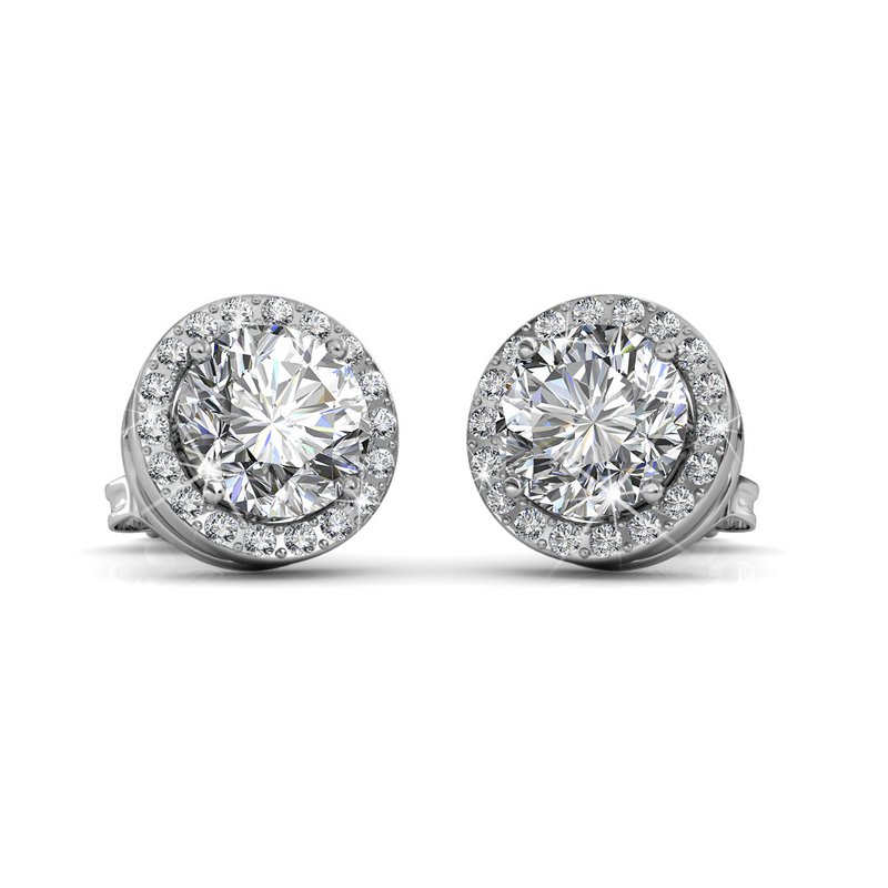 Boucles d'oreilles Sophia - Argenté et Cristal