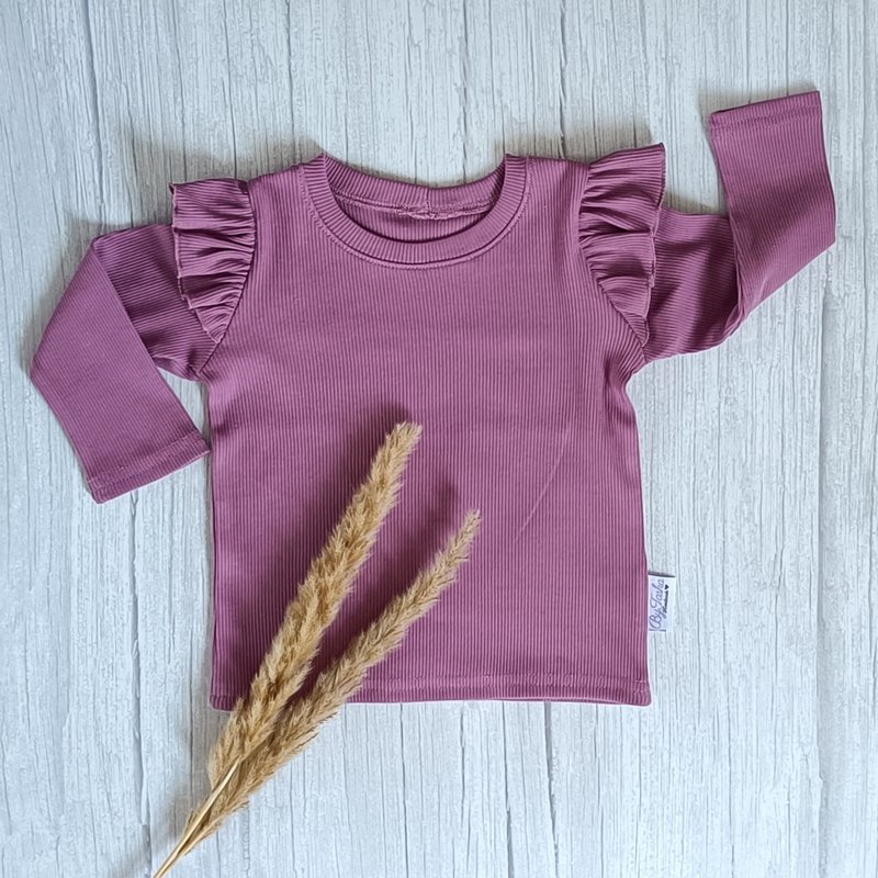 Ruffle Longsleeve Rib Jersey Oud Lilac