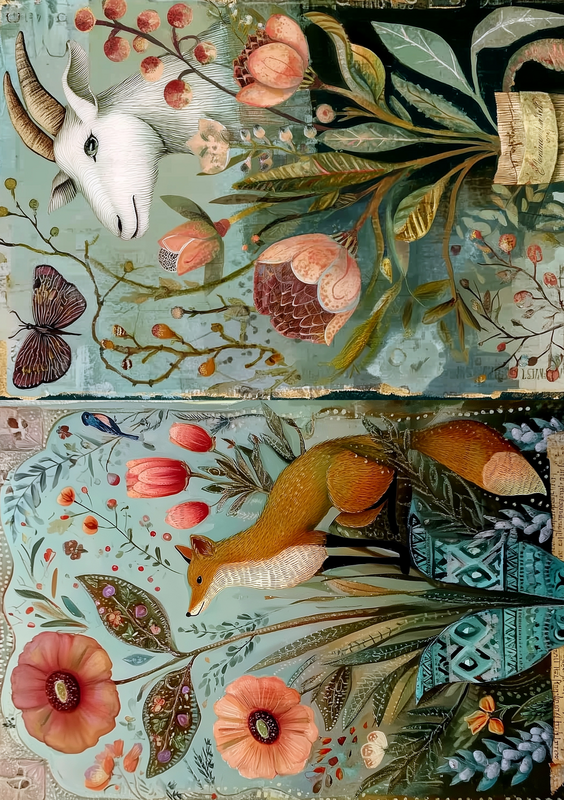 Animali d'arte popolare | Set di carta creativa Fripperies