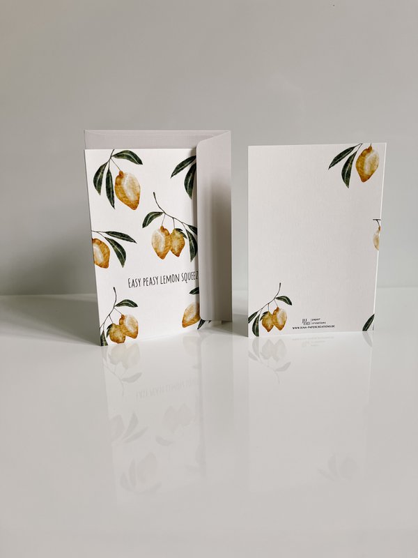 Tarjeta doblada fácil de exprimir con limón