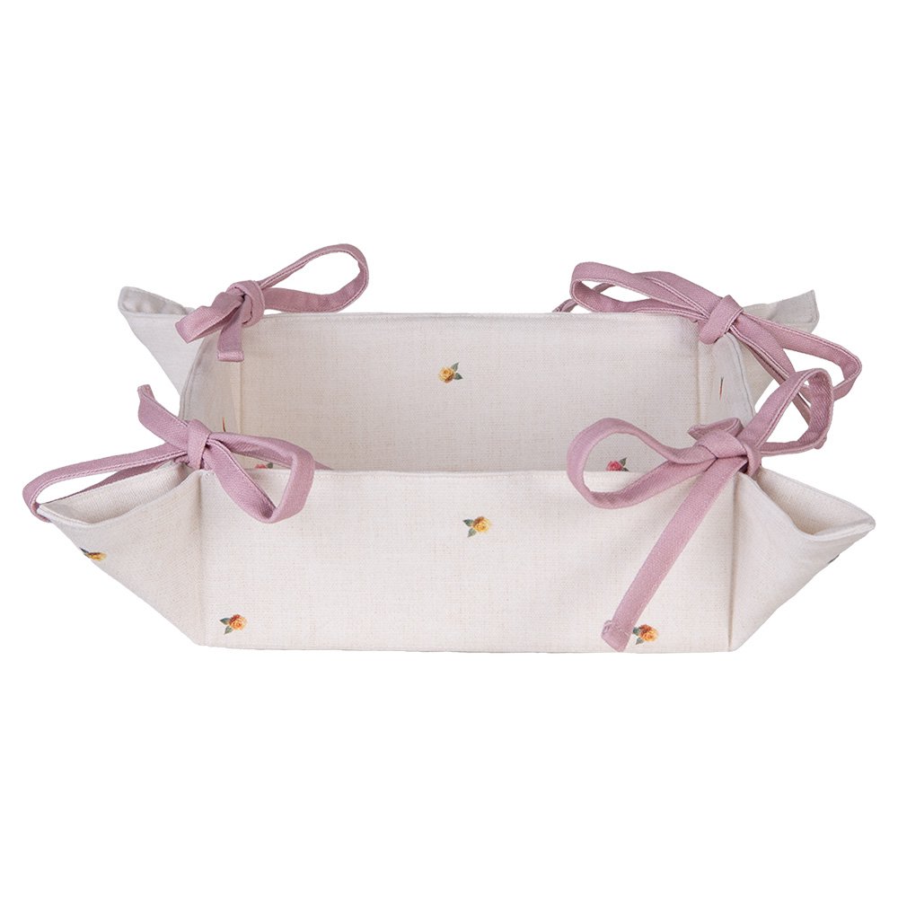 Brotkorb 35x35x8 cm Beige Baumwolle