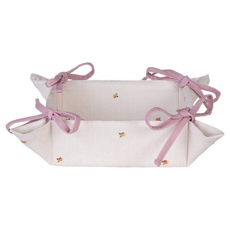 Brotkorb 35x35x8 cm Beige Baumwolle