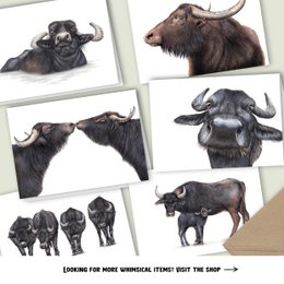 Water Buffalo Greeting Card, Animal Birthday Cards, Farm Cards