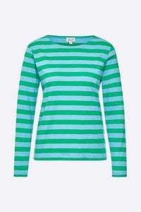 Timmy longsleeve in green/blue striped double jersey for women