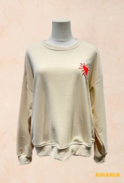 Unisex oversize sweatshirt – broderet rødt hjerte – BOMULD – 9038416