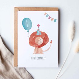 Faltkarte "Kindergeburtstag Löwe"