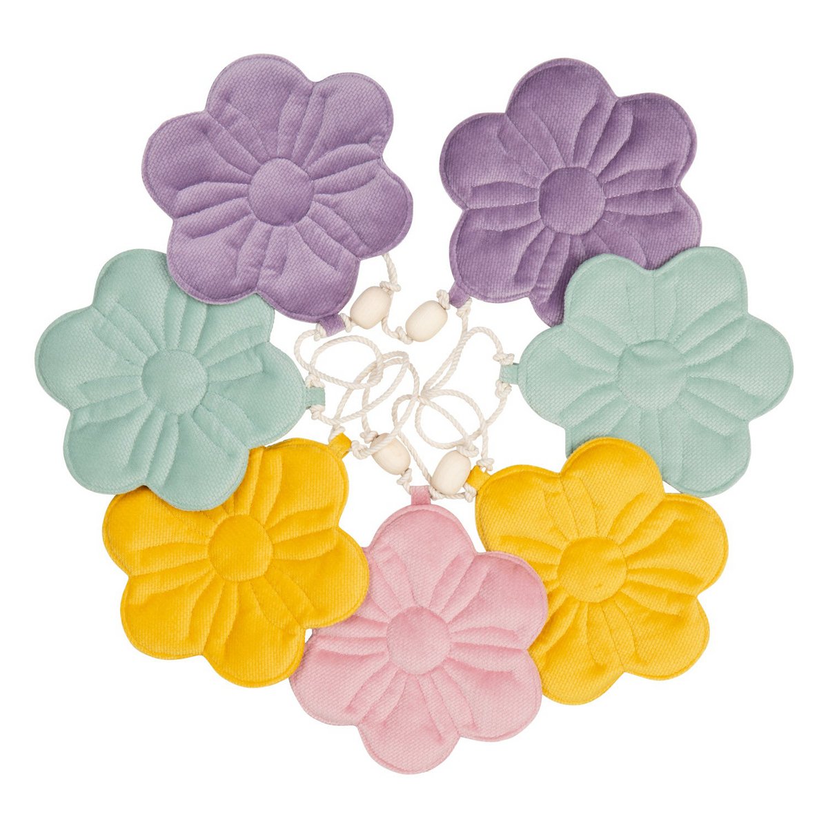 Guirlande fleurie velours "Bouquet arc-en-ciel"