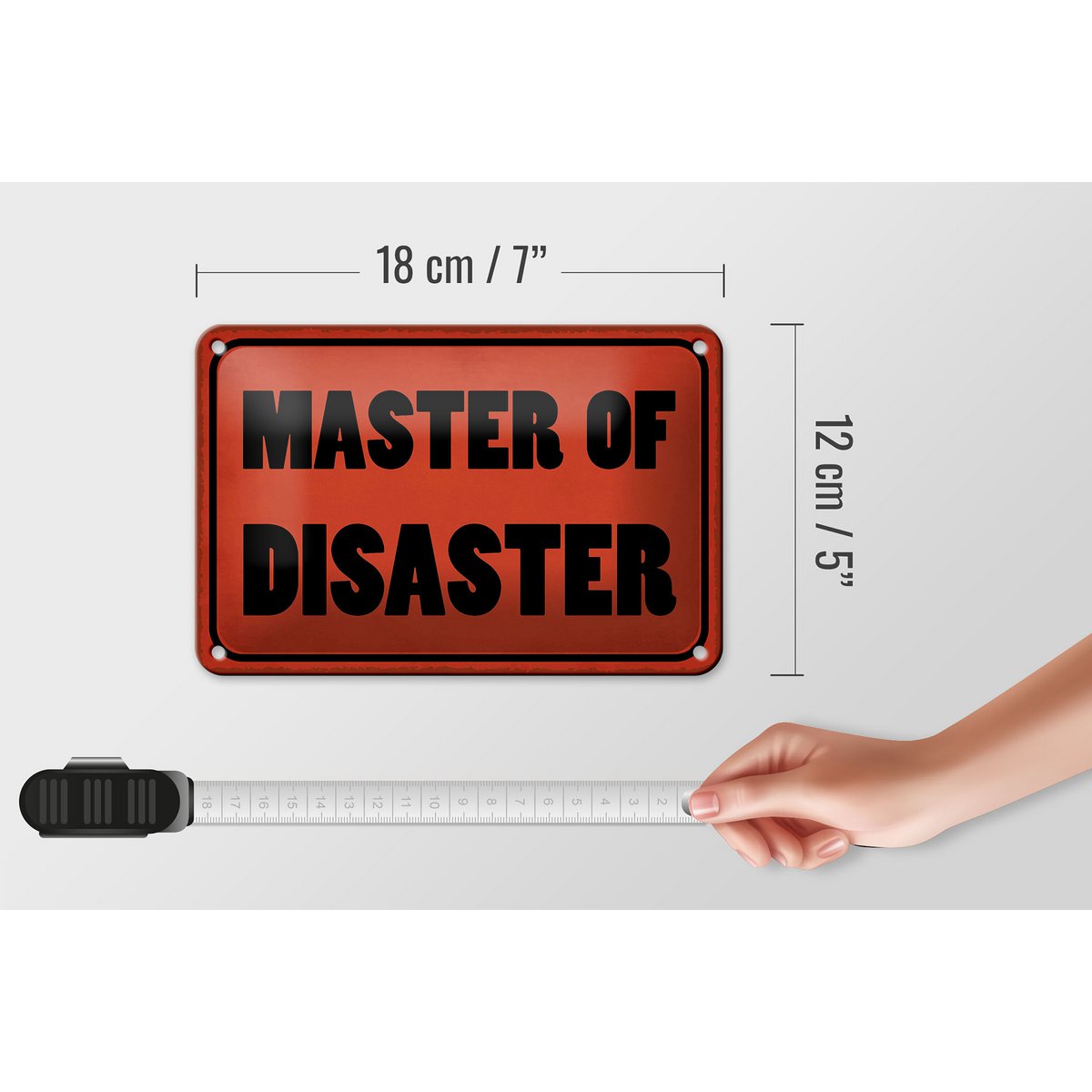 Tin sign saying 18x12cm Master of Disaster gift decoration