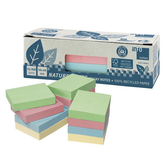 Info nature notes ass kleur 50x40, 12 blokken a 100 vel