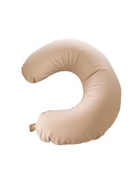 Inflatable breastfeeding pillow in a soft, neutral rose color. Designed to provide comfortable support for nursing mothers.