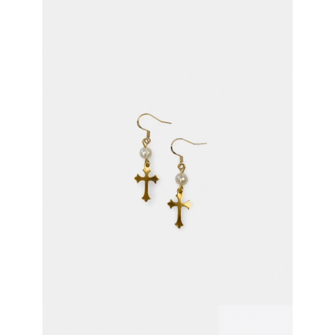 Pearls Cross Earrings