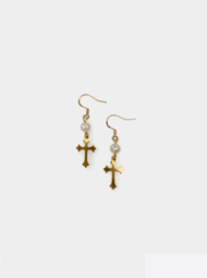 Pearls Cross Earrings