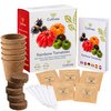 CULTIVEA® Kit Graines Tomates Bio* à Planter – 5 Variétés Anciennes et Colorées – Tomate Cœur de Bœuf, Tomate Ananas, Green Zebra, Black Zebra, Physalis – Kit Semis Tomates Complet avec Pots, Pastilles et Guide
