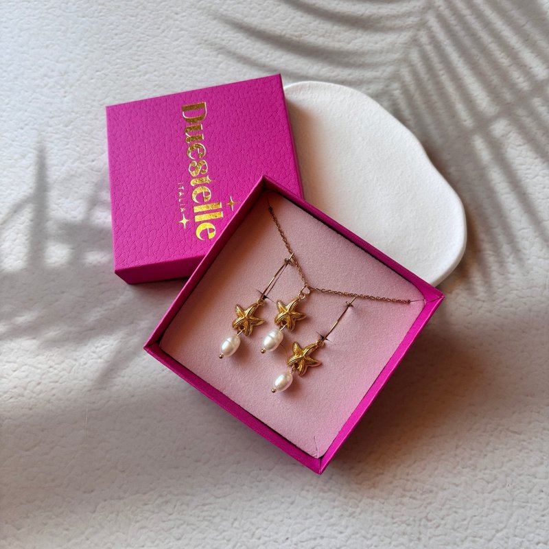 Marine Dream - Starfish and Pearl Hoop Earrings