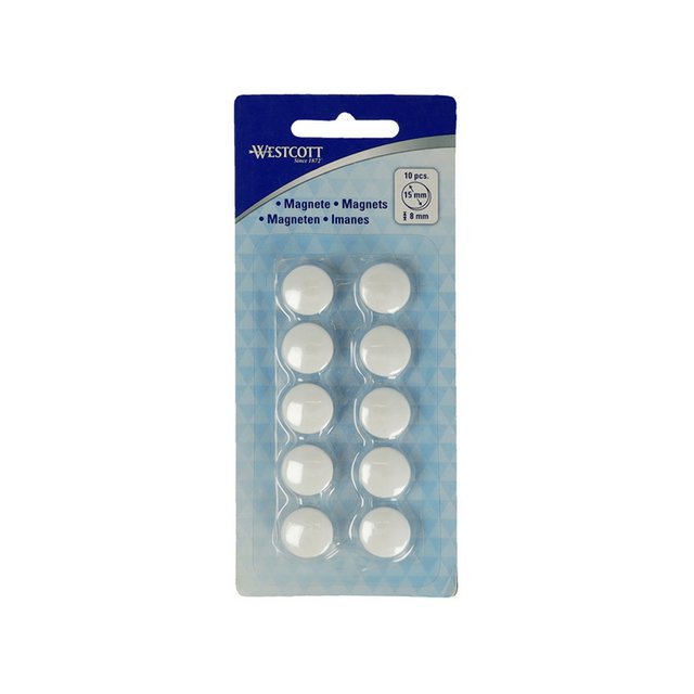 Imán Westcott blanco pack de 10 uds. 15mmx8mm 100gr. tapa: 3-4 hojas 80gr. papel